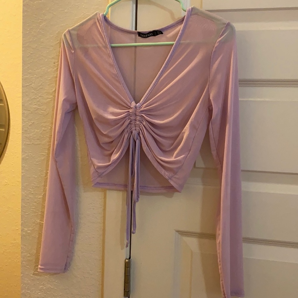 Boohoo mesh crop top